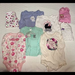 Lot Of 8 Long sleeve Onesies 3-6 Months
